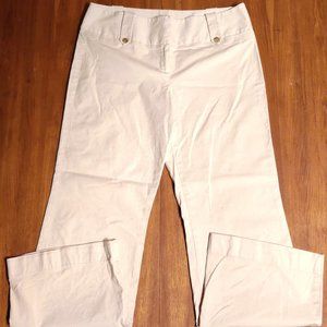 Liz Womans Pants Cotton Straight Leg Tan Pinstripe Classic Old Money 14